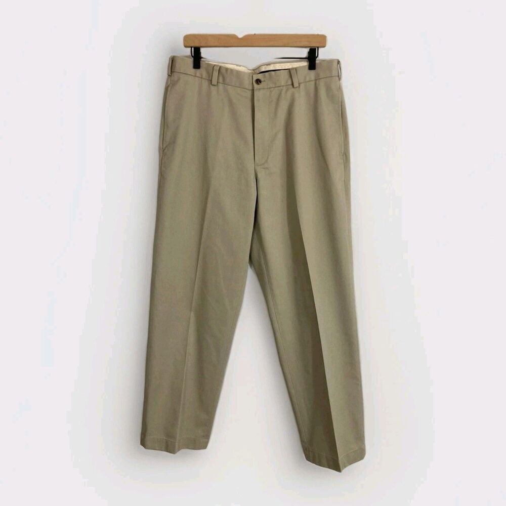 Brooks Brothers Advantage Chino Hudson Mens 35x31 Tan Flat Front Casual